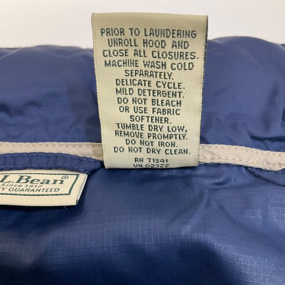 LL Bean Navy Blue Mens Large Zip-Up Windbreak Rain Jacket Outdoor Active Hooded - Picture 10 of 12
